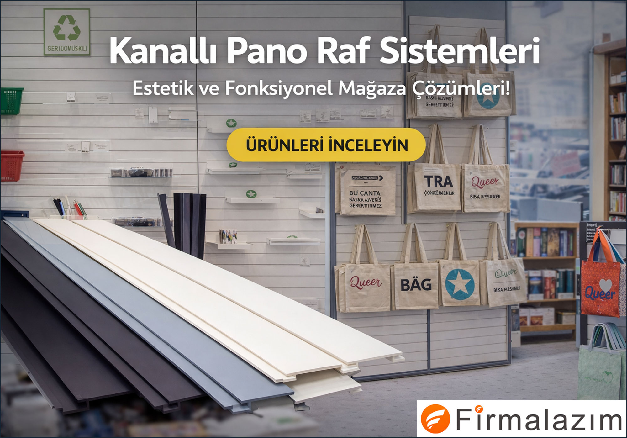 Beyaz Kanallı Pano Duvar Raf Sistemi