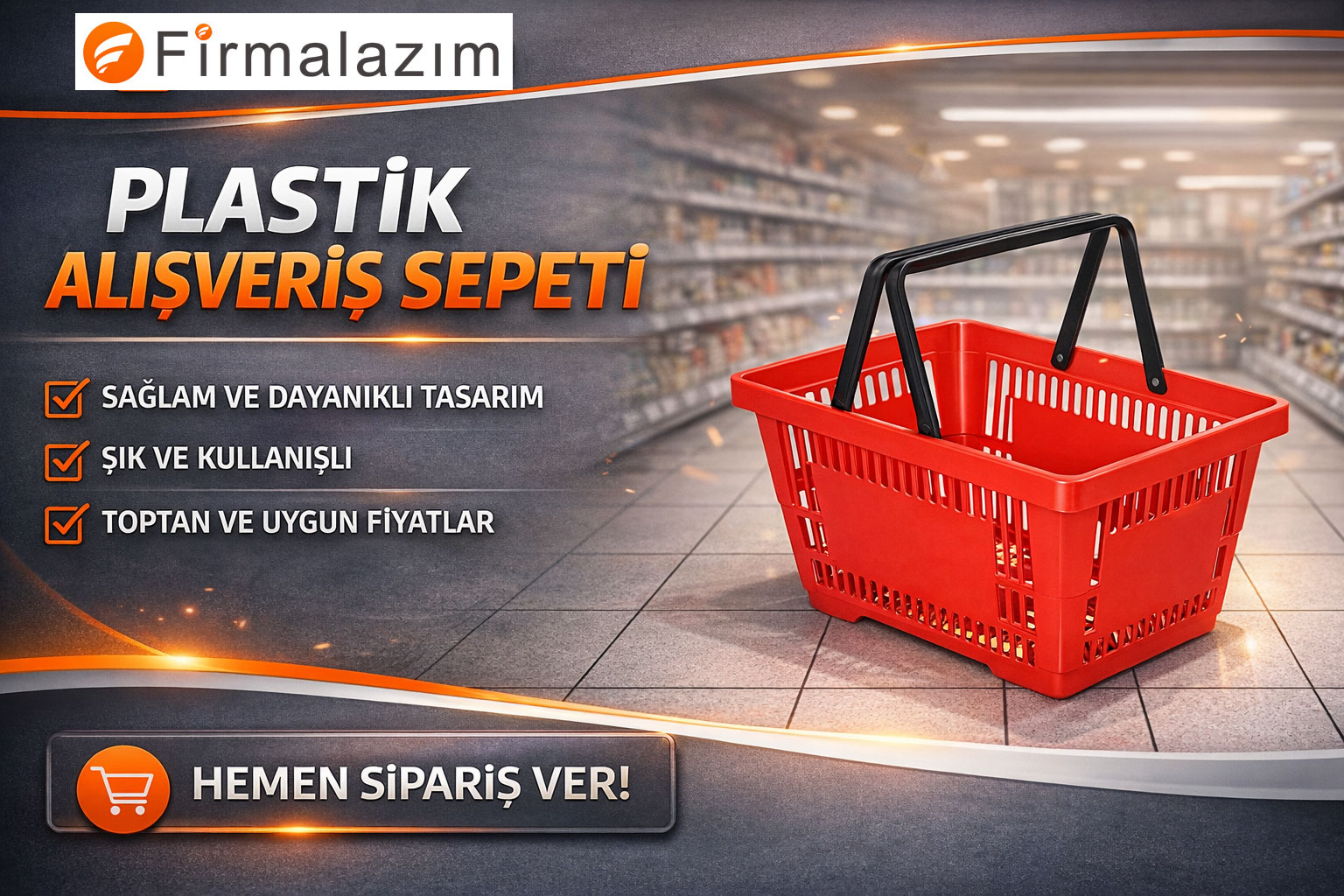28 Litre Plastik Market Alışveriş Sepeti