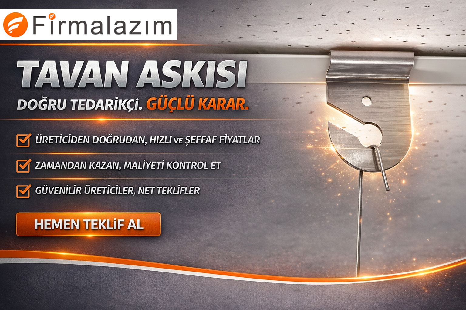 Metal Tavan Askı Klipsi