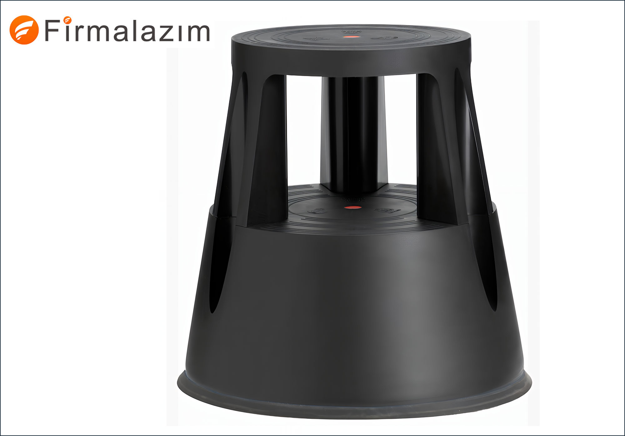 Siyah Tekerlekli Kaymaz Plastik Tabure