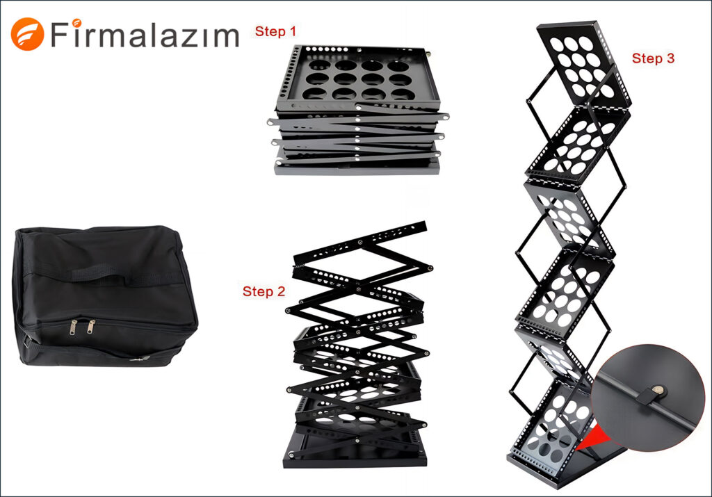 zigzag akordeon metal broşür standı modelleri