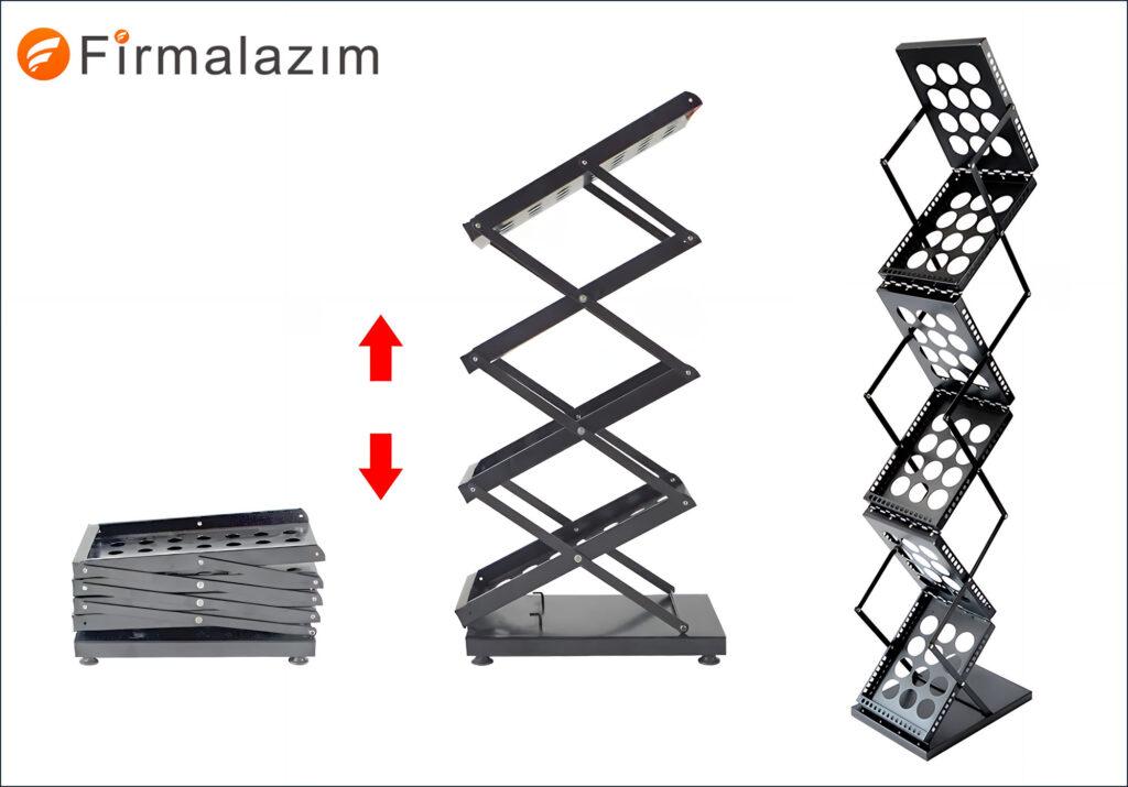 zigzag tasarımlı metal katalog standı